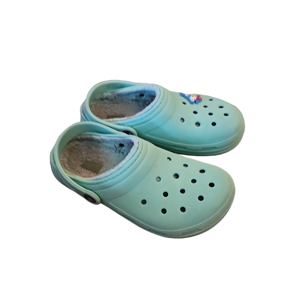 Crocs mint green sherpa lined SZ kids 3 - Picture 1 of 4